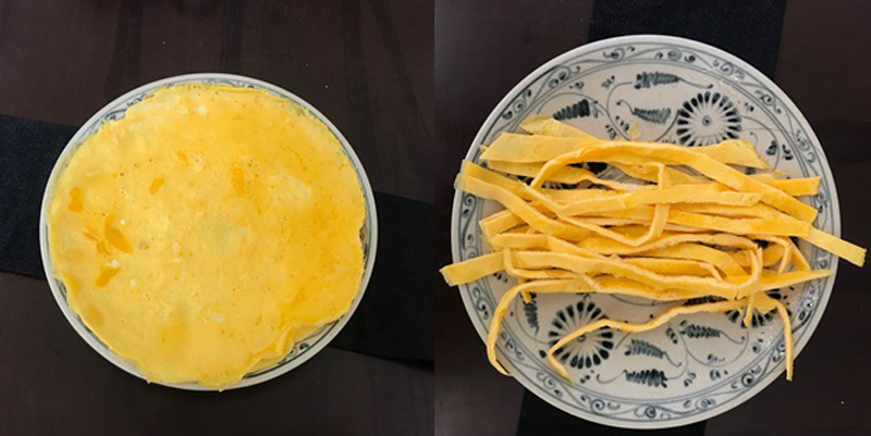 cắt sợi trứng chiên